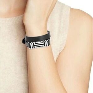 NWT Tory Burch X Fitbit Flex Black & Silver Double-Wrap BRACELET  W/ ‎ Dust Bag